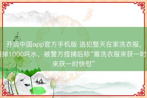 开运中国app官方手机版 逃犯整天在家洗衣服，3年用掉1000吨水，被警方捏捕后称“靠洗衣服来获一时快慰”