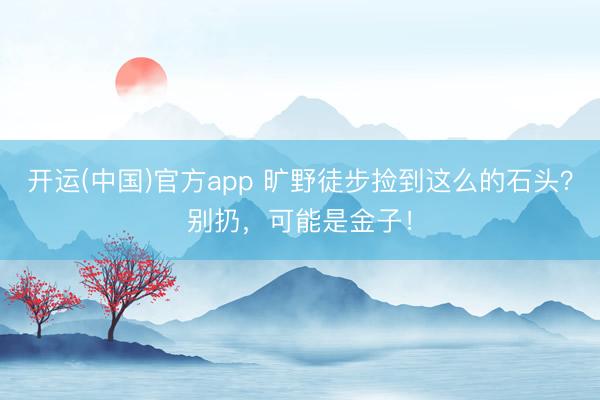 开运(中国)官方app 旷野徒步捡到这么的石头？别扔，可能是金子！